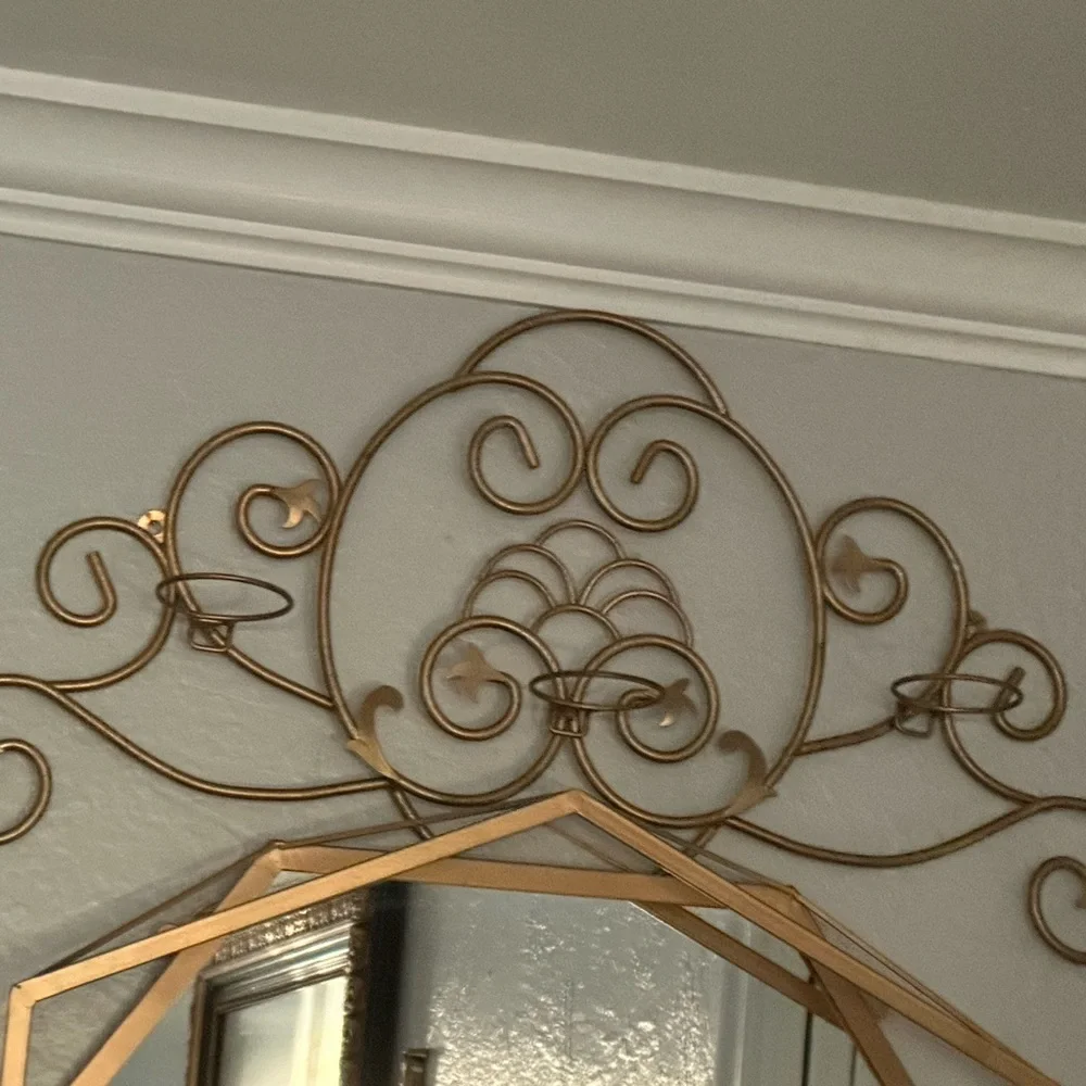Home interiors Fleur de lis Hollywood Regency Hanging wall Candle Holder